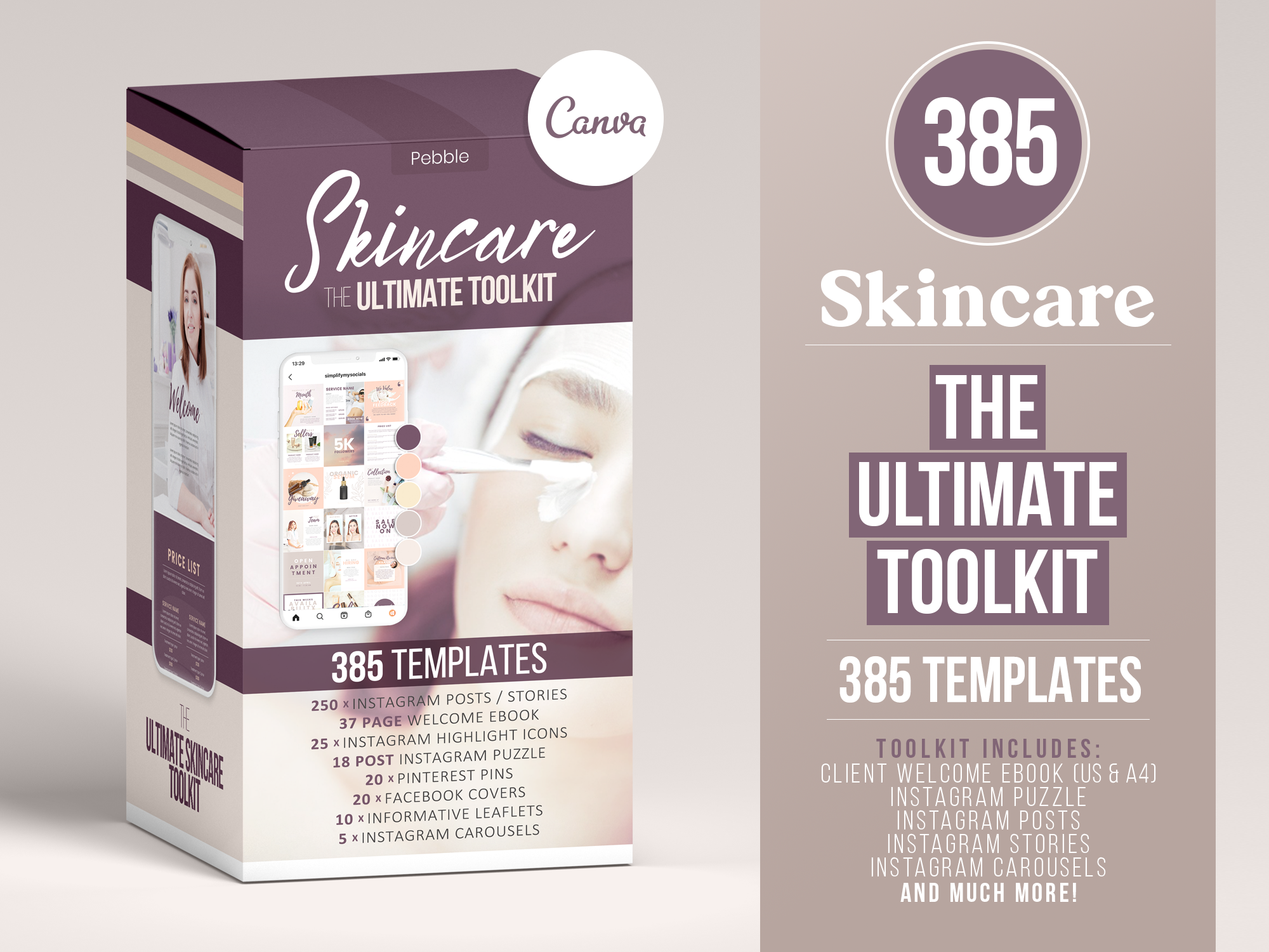 350+ Ultimate Skincare Template Bundle For Social Media (pebble) –  simplifymysocials