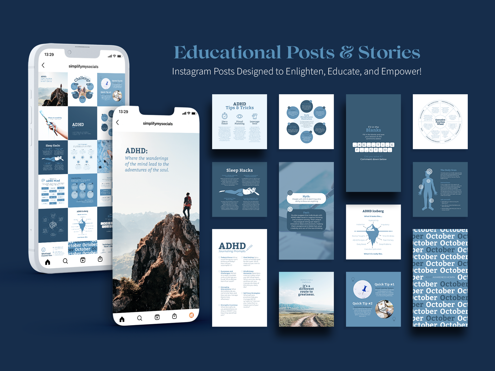 200+ ADHD Instagram Canva Templates