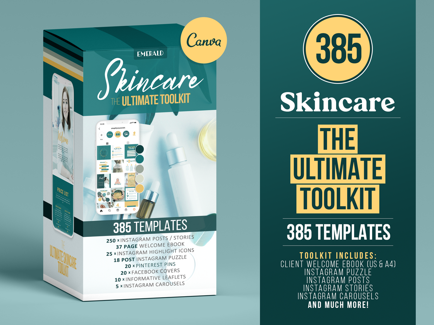 350+ Ultimate Skincare Template Bundle For Social Media (emerald)