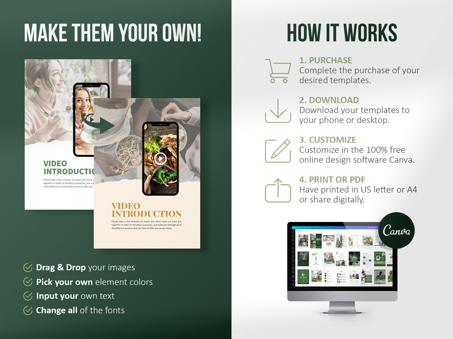 Nutrition Client Welcome Pack and Client Goodbye Pack Templates (Olive)