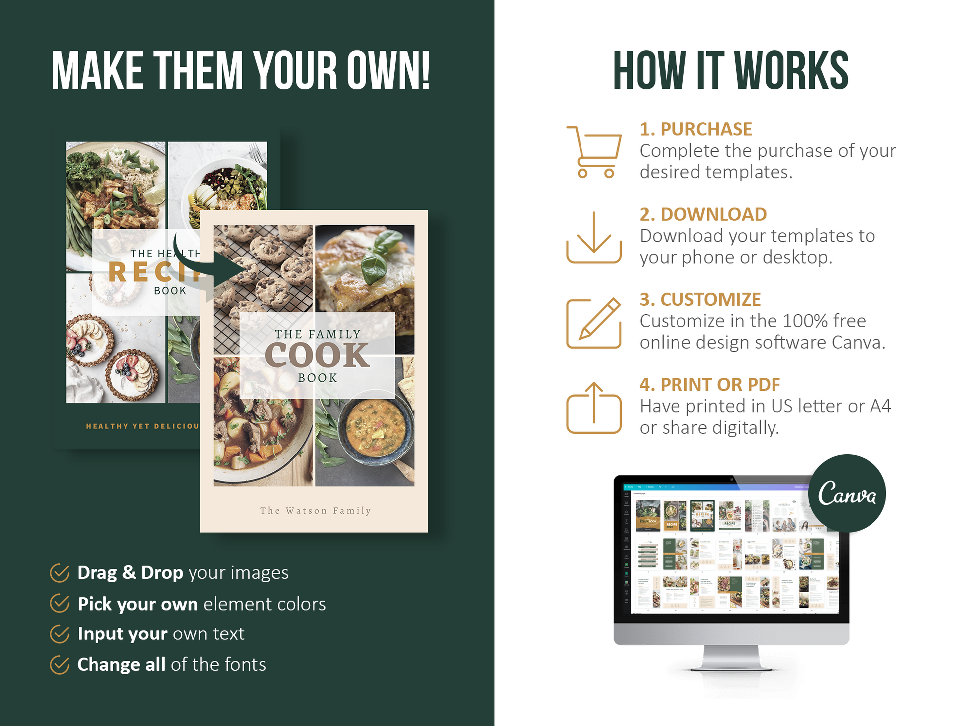 Free, printable, customizable recipe book cover templates