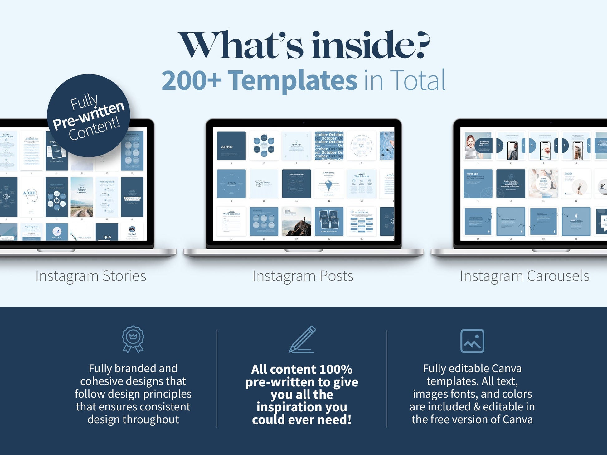 200+ ADHD Instagram Canva Templates